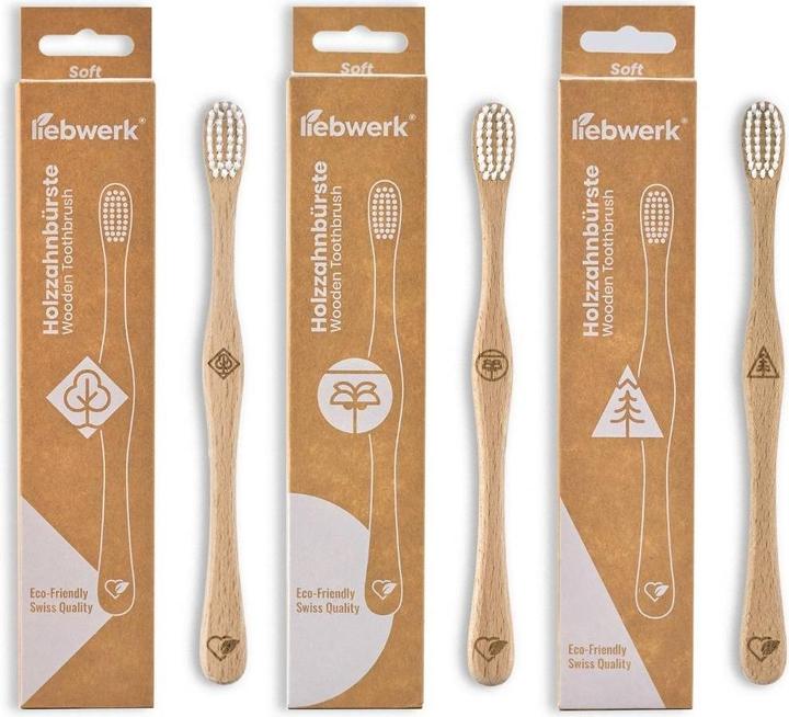Actual product image Liebwerk Wooden toothbrush Soft Leaf (Soft, 1 x)