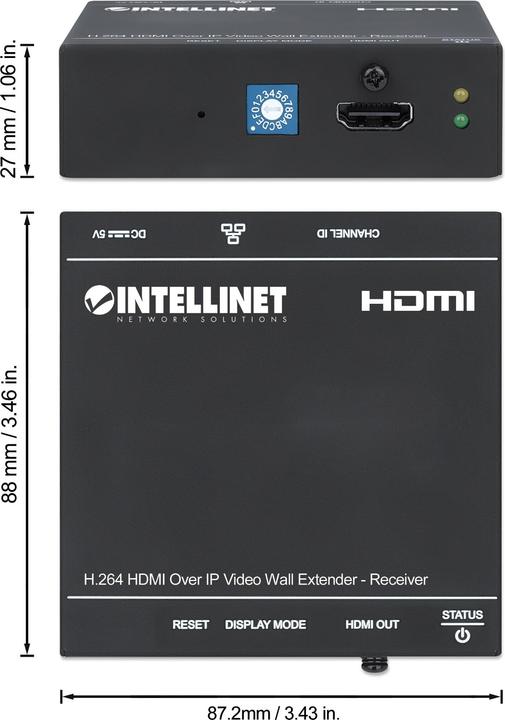 Image du produit Intellinet H.264 HDMI Over IP video wall extender, module récepteur