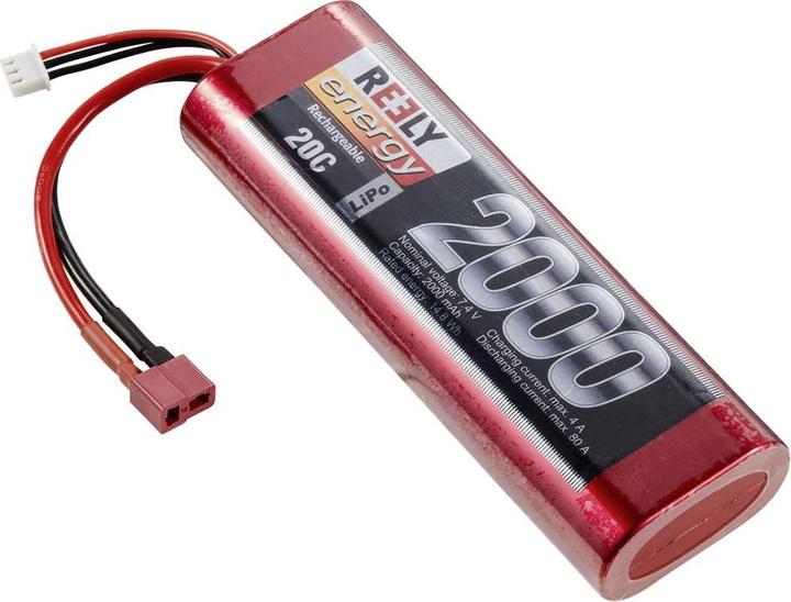 Produktbild Reely Modellbau-Akkupack (LiPo) 7.4 V 2000 mAh Zellen-Zahl: 2 20 C Hardcase T-St (7.40 V, 2000 mAh)