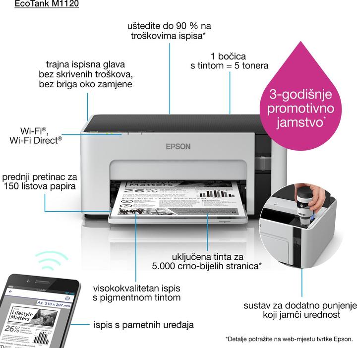 Immagine prodotto Epson ET-M1120 EcoTank (Eco-Tank, Bianco e nero)