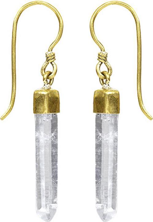 Produktbild Star Piercing Ohrring vergoldet Hexagon lang aus Quarzkristall (Messing, Mineralisch)