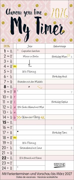 Produktbild My Timer - Glamour your Time 2026 (Französisch, Englisch)