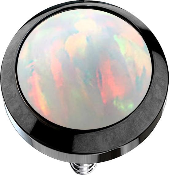 Star Piercing Dermal Anchor schwarz mit Opal weiss (ohne Messing, Chirurgenstahl 316L)