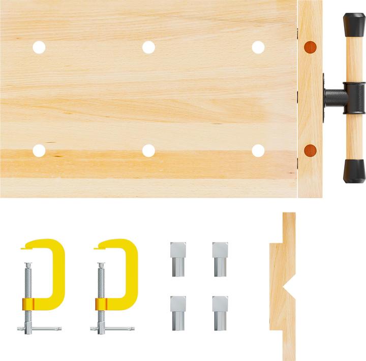 Actual product image Wiltec XPOtool Portable Workbench & Vice, Mobile Mini-bench, Made of Beech Wood for Clamping & Plan (28 cm, 45.50 cm)