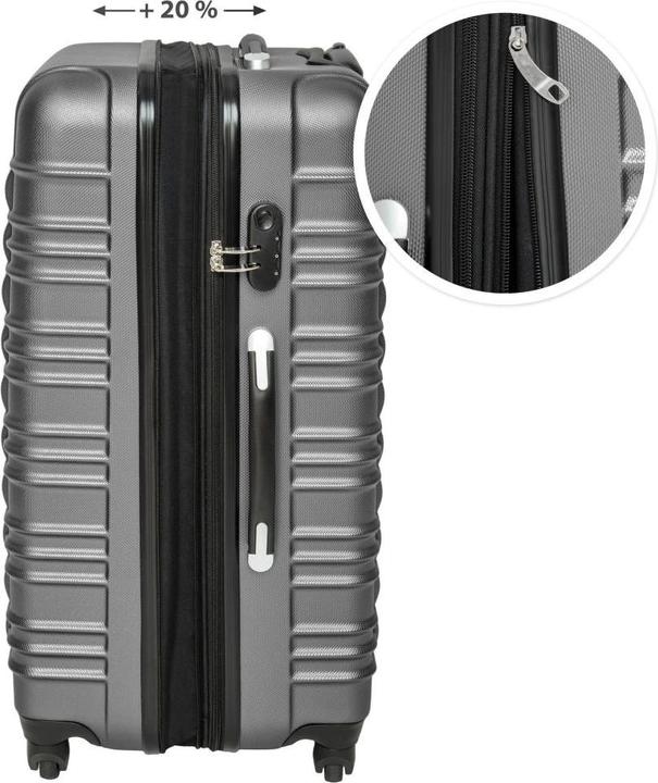 Immagine prodotto tectake Set di valigie rigide (106 l, Bagaglio a mano (fino a 50 litri), M (50 - 90l), L (90 - 115l))