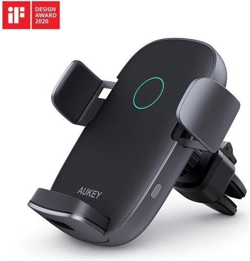 Actual product image Aukey Wireless Charging Phone Mount Navigator Wind II HD-C52 Black, Built-in charger