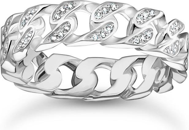 Thomas Sabo Ring Kettenglieder weisse Steine schmal Silber
