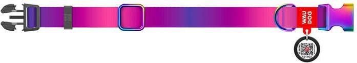 Actual product image Collar Waudog gradient nylon dog with QR code, purple, size M (M, Dog, General)