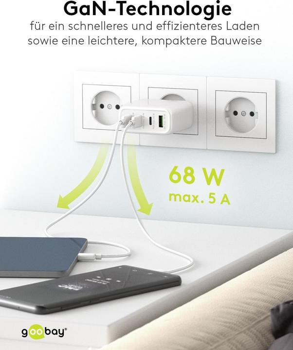 Produktbild Goobay Multiport-Schnellladegerät (68 W)