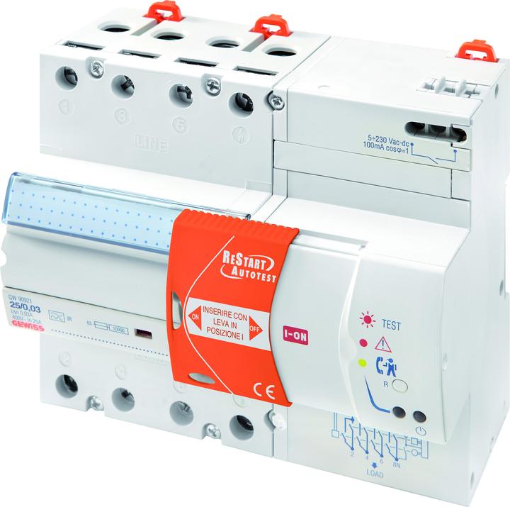 Produktbild Gewiss GW90943B AUTOTEST 4P 63A 0,03B(IR) 7M (GW90943B)