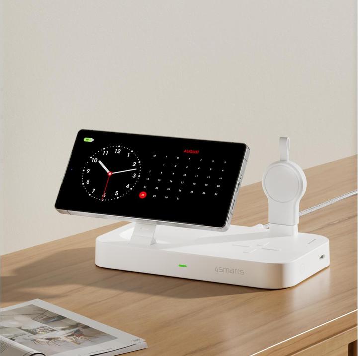 Actual product image 4smarts Qi2 Ladestation Trident mit Charger für Samsung Watch, weiss (25 W)
