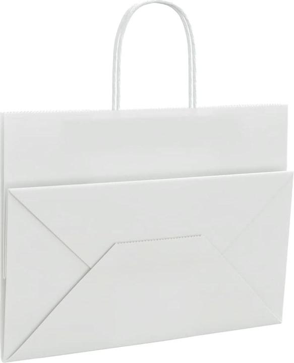 Produktbild VidaXL Kraftpapiertüten 50 Stk. mit Henkel Weiss 32x17x25 cm Papiertüte (Geschenktüte, 50 x)