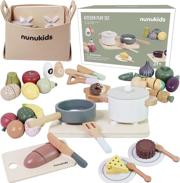 Produktbild Milkii Küche & Lebensmittel Set aus Holz, 48-teilig