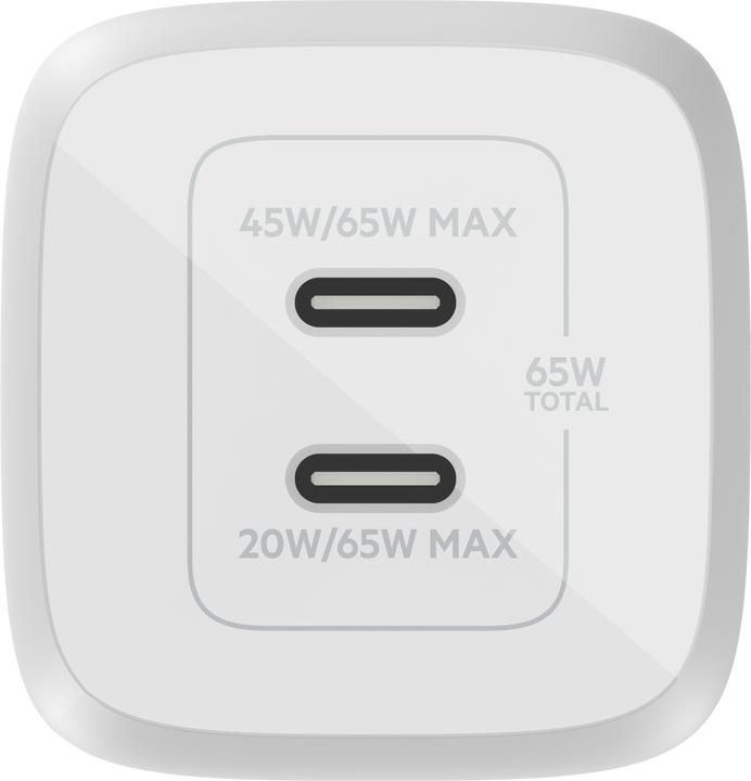 Produktbild Belkin Dual USB-C GaN Ladegerät mit Power Deliver und PPS Technologie inkl. 2 Meter USB-C Kabel (65 W)