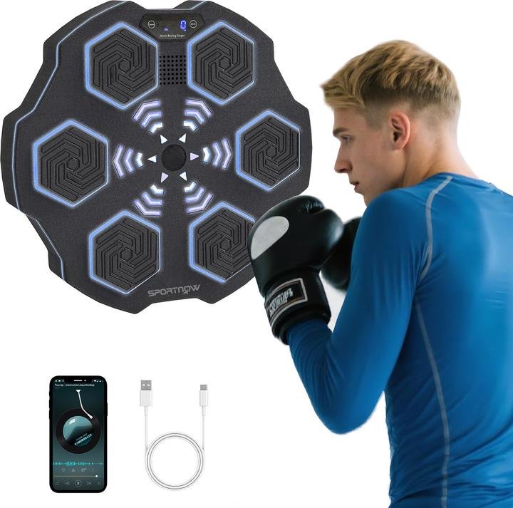 Immagine prodotto SportNow Music Boxing Machine Kunstleder, Kunststoff Schwarz (44 cm)