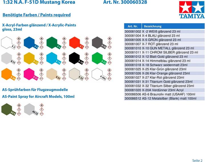 Actual product image Tamiya North American F-51D Mustang Korean War