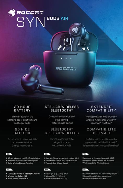 Image du produit Roccat SYN Buds Air TWS Ear Buds ROC-14-102-02 black (15 h, Sans fil)
