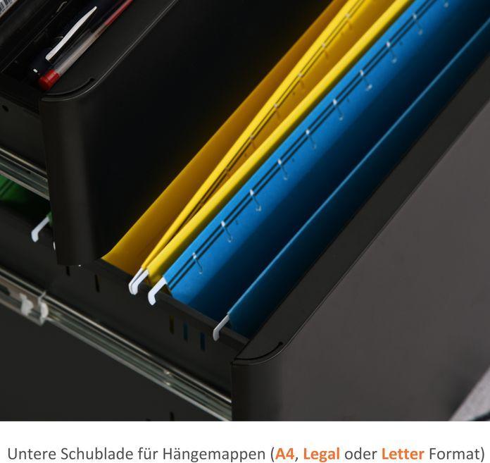 Produktbild Swisshandel24 Rollcontainer, mobiler Aktenschrank mit 3 Schubladen, Büroschrank, Aufbewahrung, Stahl, Schwarz, 39 (39 x 48 x 59 cm)