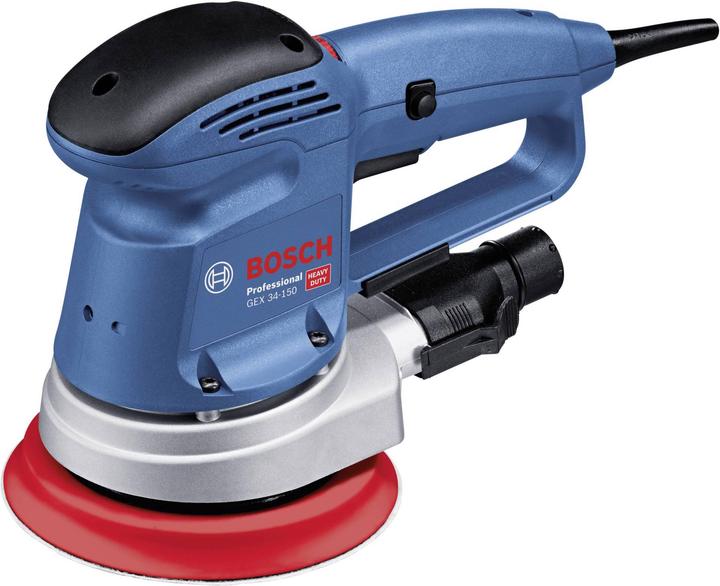 Actual product image Bosch Professional Random orbital sander GEX 34-150, sanding disc, 1 x paper dust bag, 1 x dust extraction pad. (Eccentric grinder, 340 W)