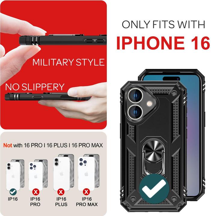 Image du produit Nalia Étui antichoc Military-Style Ring (Apple iPhone 16)