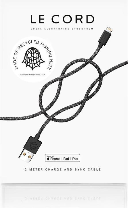 Actual product image Le Cord Ghost Net Black (2 m, USB 2.0)