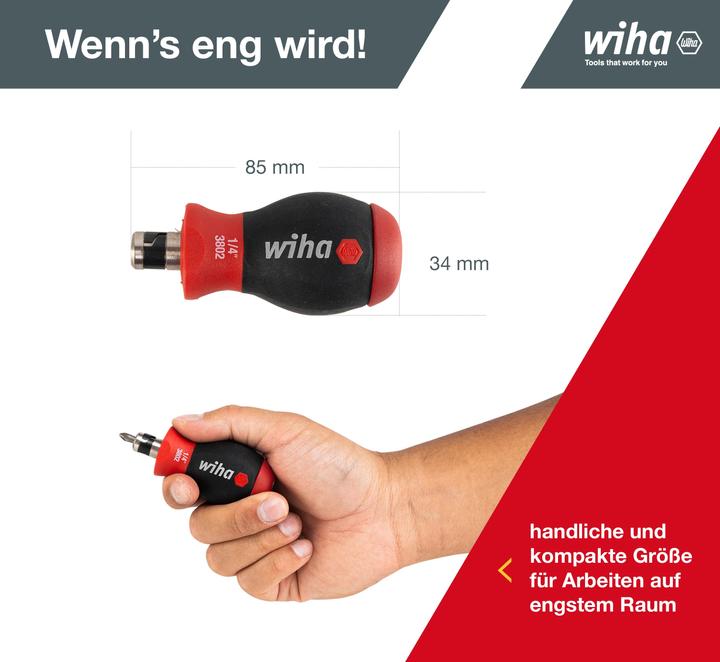 Image du produit Wiha Tournevis avec magasin d'embouts Stubby (Vis fendues, Clé Allen, Torx (TX), Cruciforme PZ, Recouvrement cruciforme Phillipps (PH))