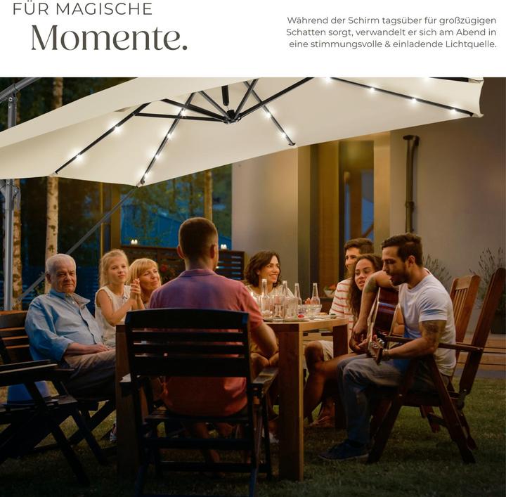 Immagine prodotto tectake Ombrellone Sunna LED-Solar con manovella 2,5 x 2,5 m (2.50 m)