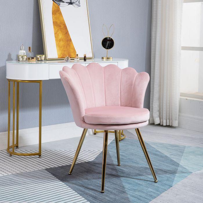 Produktbild Swisshandel24 Sessel Wohnzimmer Relaxsessel Loungesessel mit Metallbeine, Samtoptik Rosa