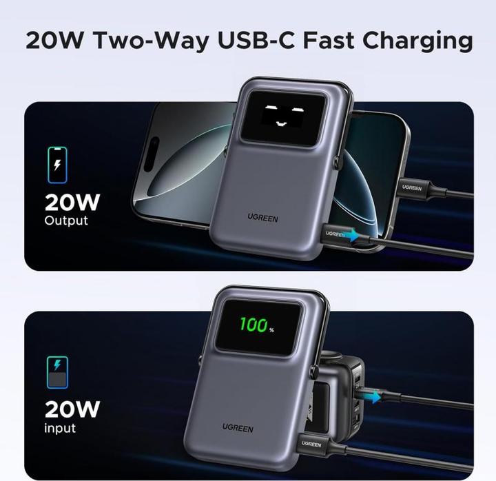 Image du produit Ugreen Magnetic Power bank UNO PB572 10000mAh Qi Grey (10000 mAh, 20 W)