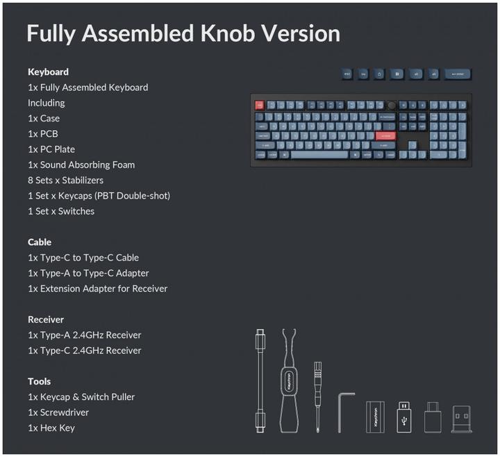 Produktbild Keychron V6 Max (V6M-D4) QMK/VIA Wireless(BT/2,4/Wired) Custom Mechanical Keyboard Banana Switch 100