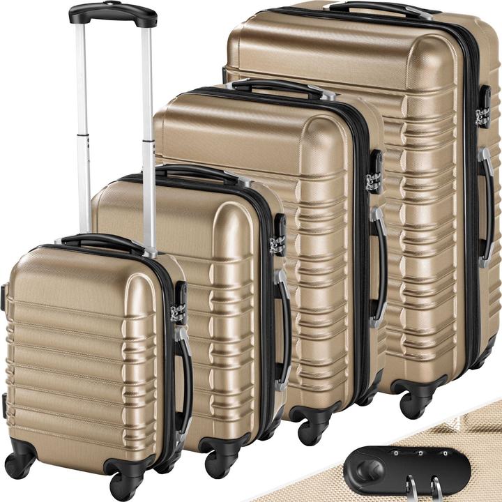 tectake Hartschalenkofferset (106 l, Handgepäck (bis 50l), M (50 - 90l), L (90 - 115l))