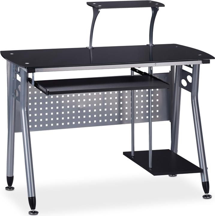 Actual product image Relaxdays Computer Desk With Glass-top (105 x 55 x 98 cm)