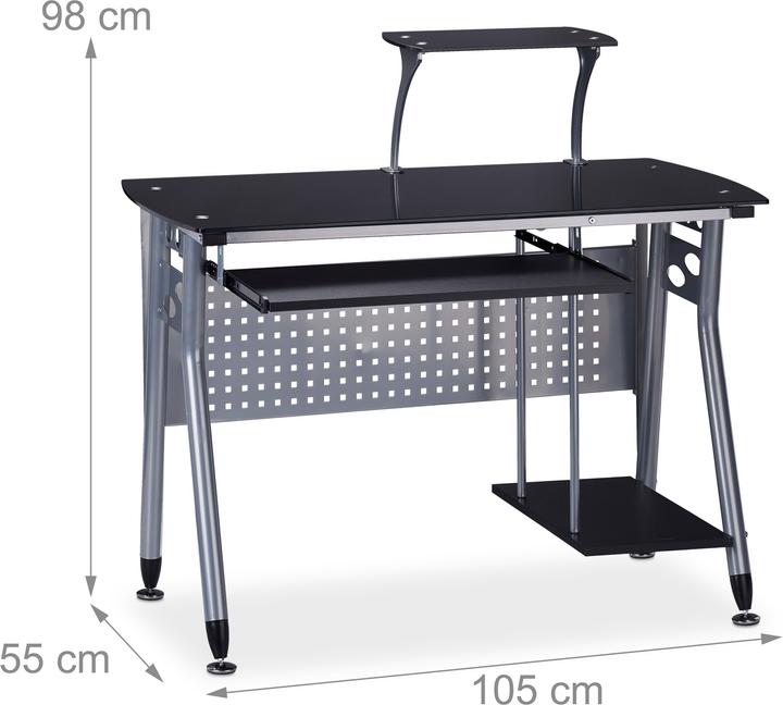 Actual product image Relaxdays Computer Desk With Glass-top (105 x 55 x 98 cm)