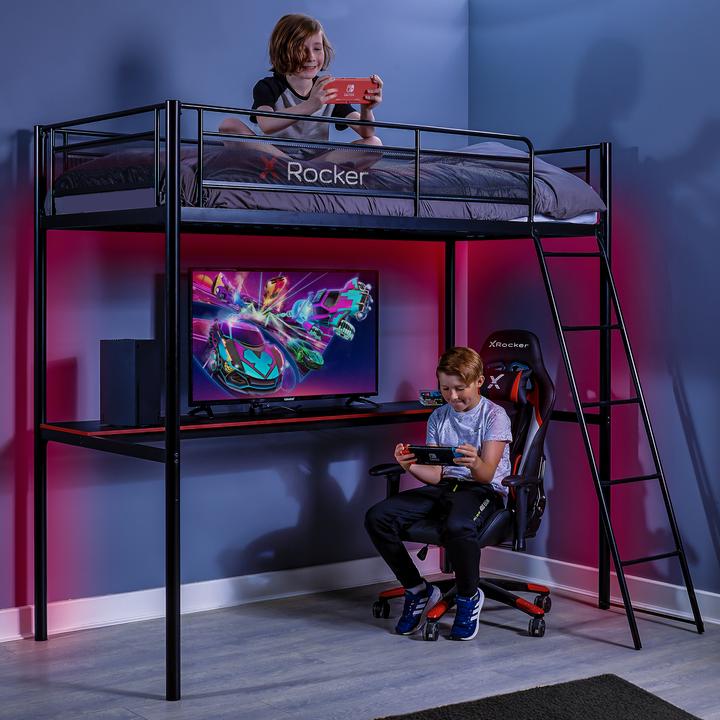Immagine prodotto X Rocker Xrocker Hq - Letto da gioco a letto alto con scrivania - Nero e rosso
