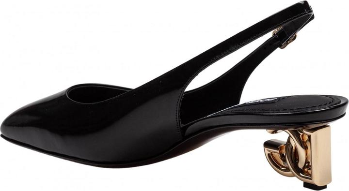 Actual product image Dolce & Gabbana slingback in black patent leather with dg heel (40)