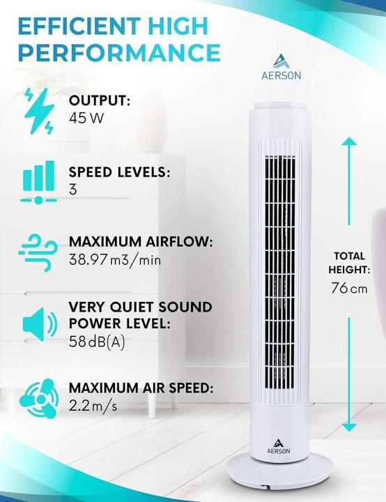 Actual product image Tresko Aerson tower fan (58 dB)