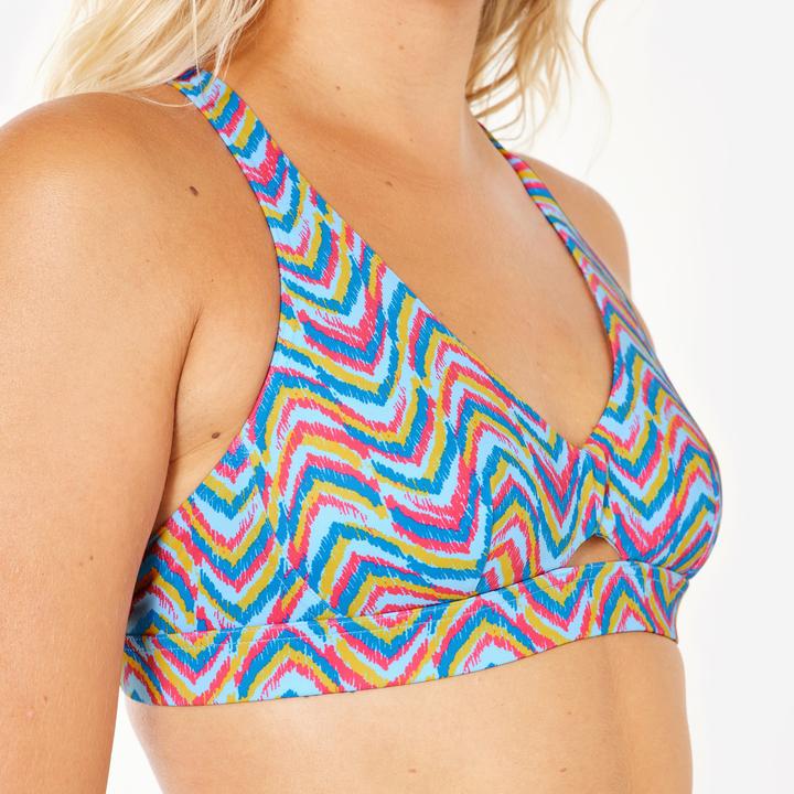Image du produit Olaian Haut de maillot brassière de surf Femme - Agatha Pandor bleu rose et jaune (80)