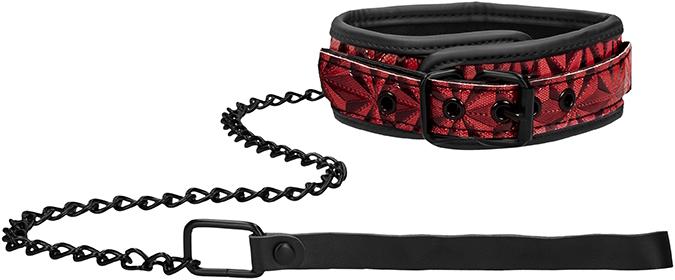 Actual product image Ouch! Luxury Collar with Leash - Burgundy