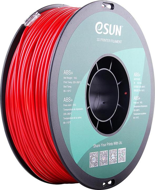Image du produit eSUN Filament ABS+ Rouge pompier 1.75mm 1Kg (ABS, 1.75 mm, 1000 g, Rouge)