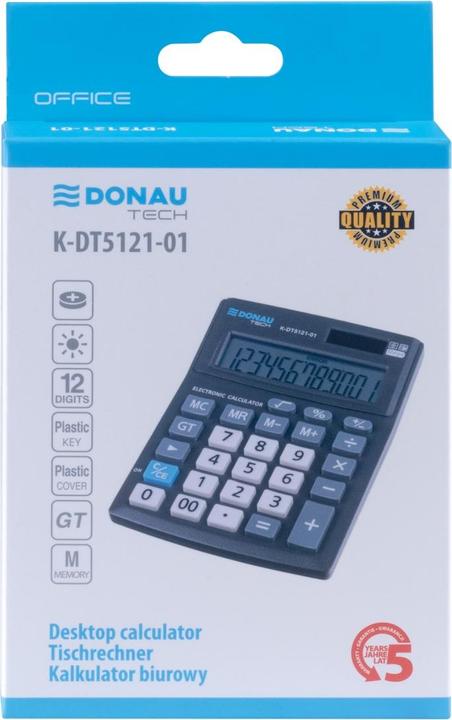 Produktbild Donau Bürorechner tech, 12-stellig, anzeige, masse 137x101x30mm, schwarz (Batterien)