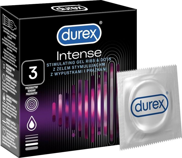 Produktbild Durex Intense ribbed condoms with tabs and stimulant gel 3pcs (3 Stk.)