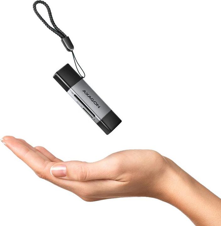 Actual product image Axagon CRE-DAC External USB 3.2 Gen1 Type-C+Type-A 2-slot SD/microSD (USB 3.0)