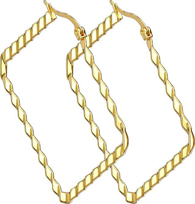 Star Piercing Ohrring vergoldet Wellenmuster viereckig (ohne Messing, Chirurgenstahl 316L)