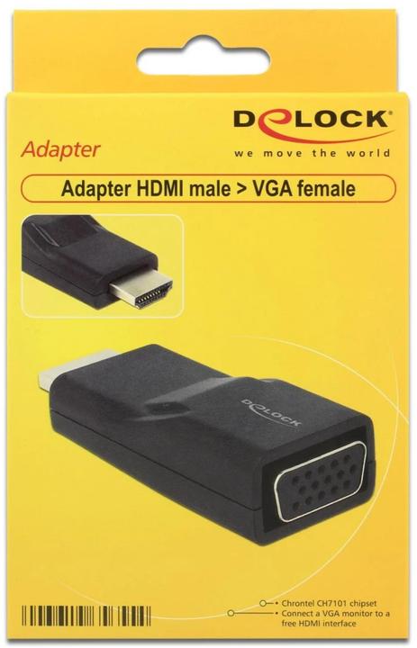 Immagine prodotto Delock Adattatore per monitor da HDMI-A a VGA-Bu nero (VGA, 2.20 cm)