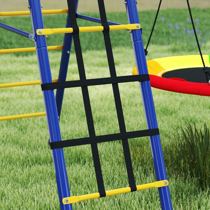 Produktbild Swisshandel24 Kinderschaukel-Set 6 in 1 Schaukelgerüst aus Stahl mit Gurtschaukel Nestschaukel