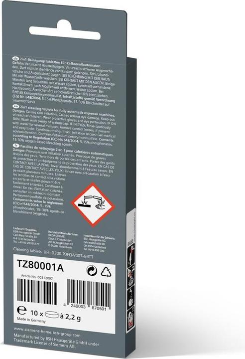 Produktbild Siemens Reinigungstabletten TZ80001A