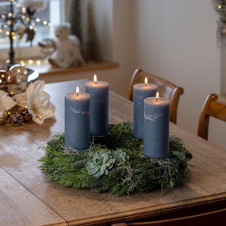 Produktbild VEG and the City Adventskranz mit Echeverie ca. 40 cm - Kerzen Aschblau (40 cm)