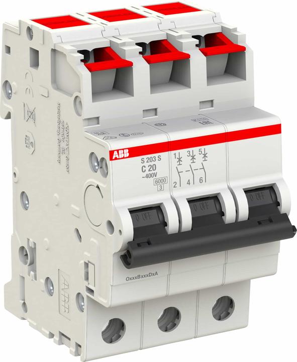Image du produit ABB S203S-C20 Disjoncteur 20A 3 pôles 6kA caractère C