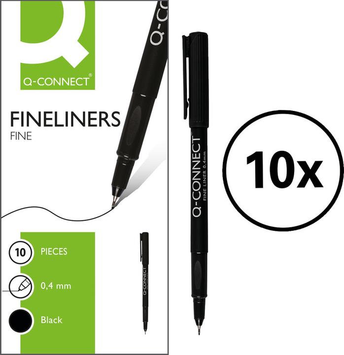 Produktbild Q-Connect Fineliner (Schwarz, 10 x)