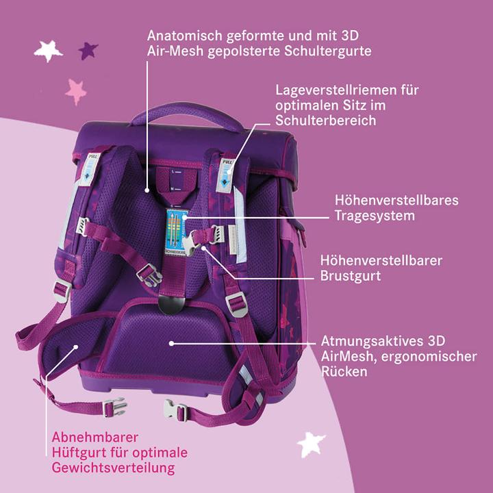 Produktbild Schneiders Schulthek Set Plus Light Sterne violett 4-teilig (22 l)